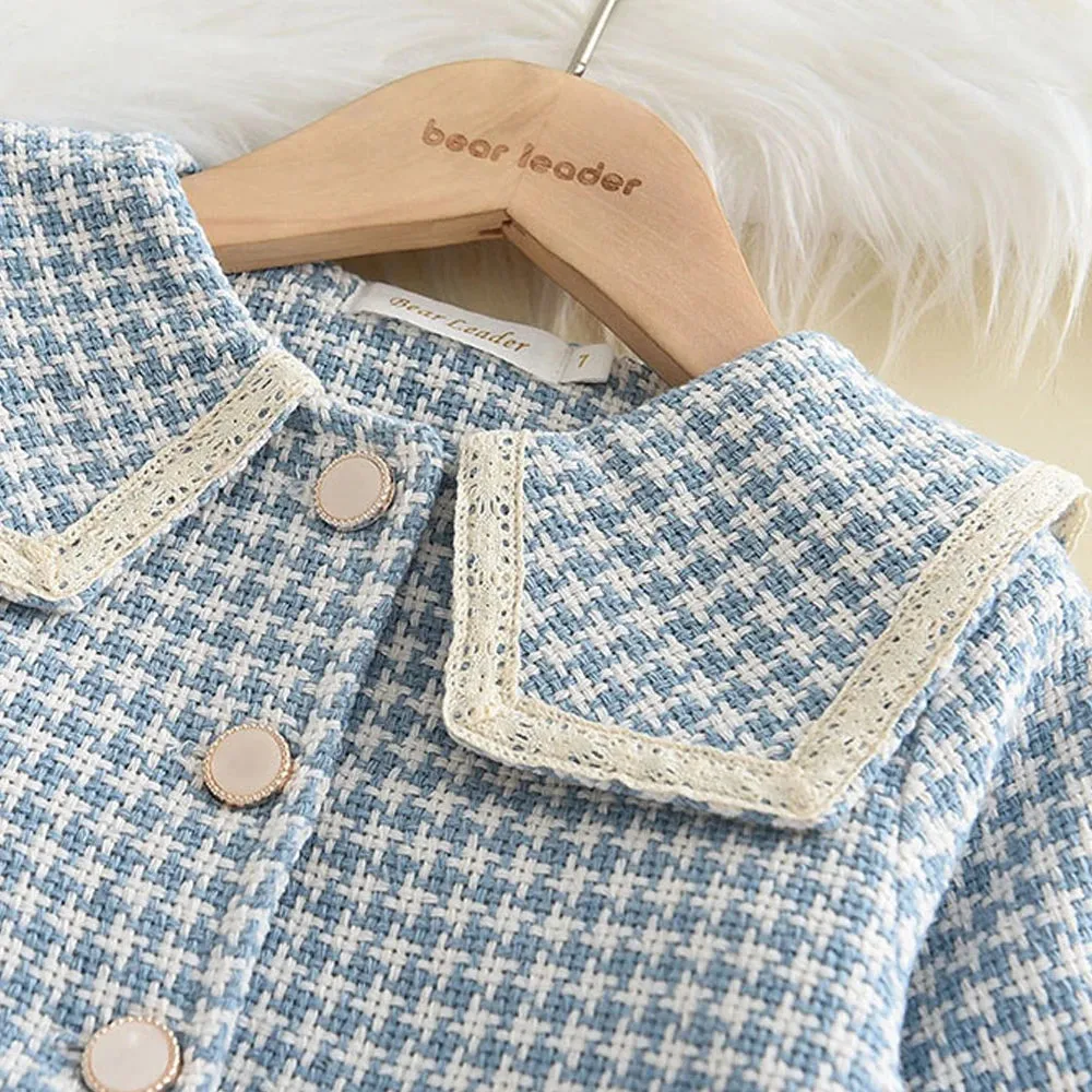 مجموعة اروين التجارية ARWEN&AJH GROUP  2024 EuropeanGirls Clothes Set Spring Autumn Girls Plaid Vest Dress Retro Outwear Coat 2 Pcs Fashion Baby Party Dress with Bag Outfits