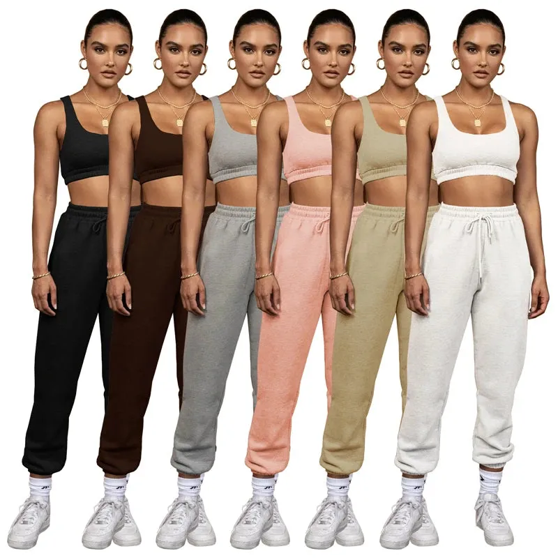 مجموعة أروين ARWEN&AJH GROUPCustom Logo Joggers 2 Piece Crop Top Two Piece Pants Set Women Biker Sportswear Yoga  Woman Sweatsuit Set Summer Shorts Set