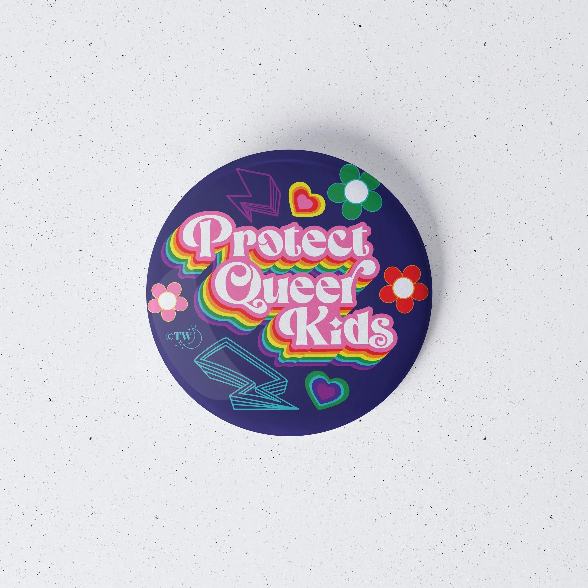 3 Pack Retro Protect T/NB/Q Kids Button Pins