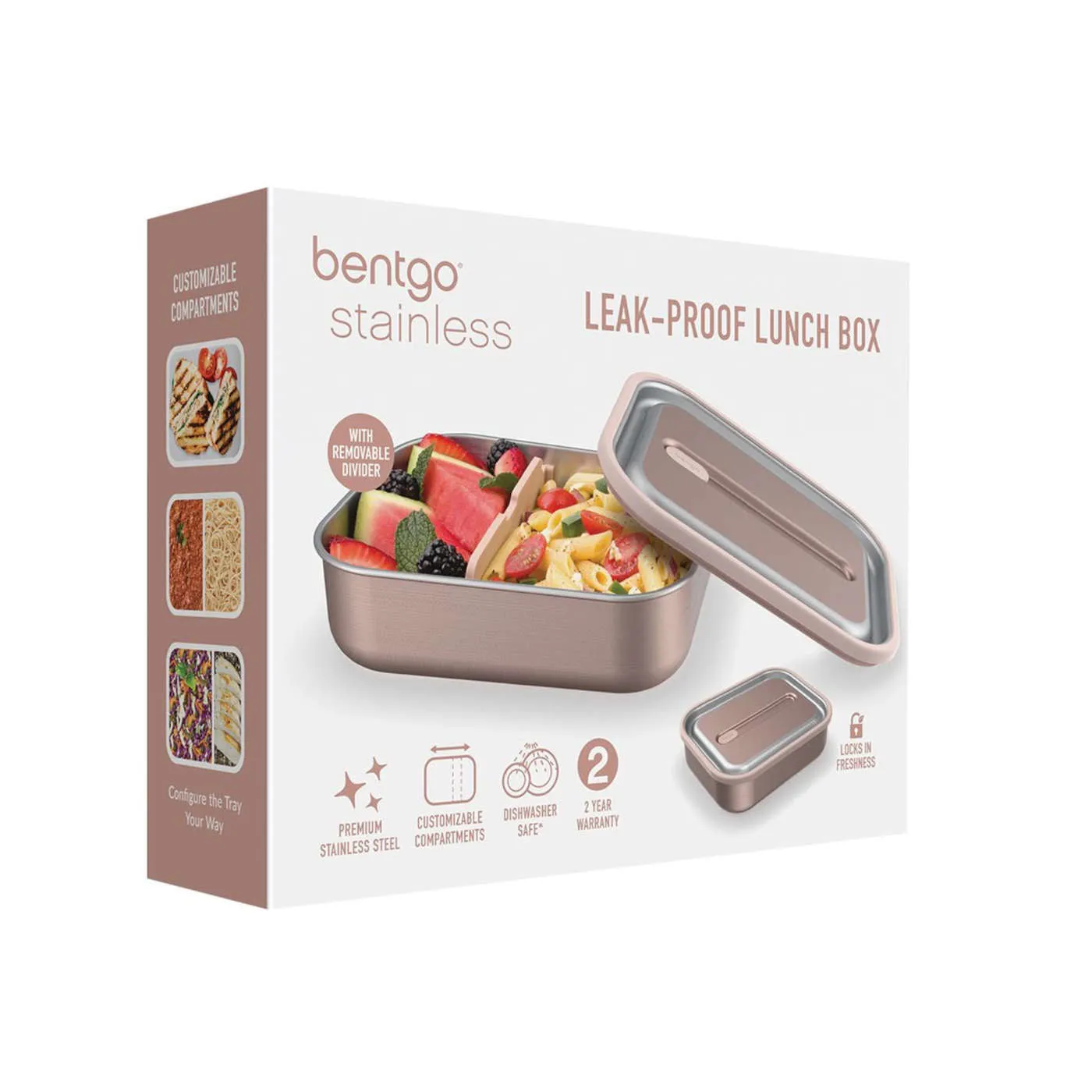 Bentgo Stainless Steel Leak-Proof Lunch Box Rose Gold 1.2L