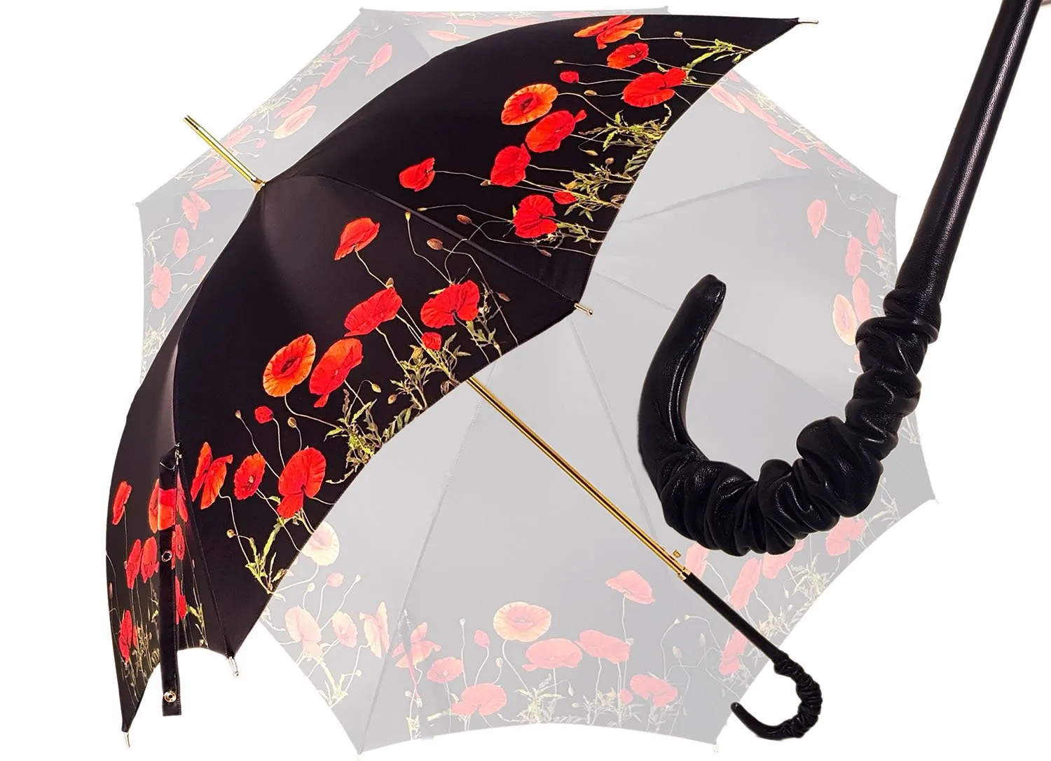 Black and Red - Poppies Umbrella