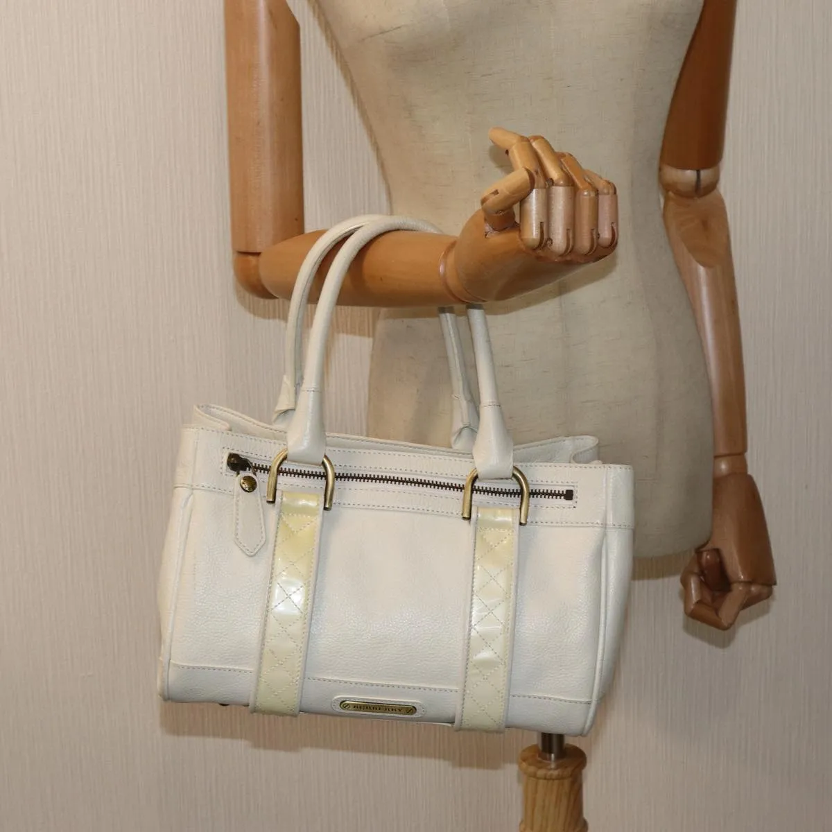 BURBERRY Hand Bag Leather White  ti1784