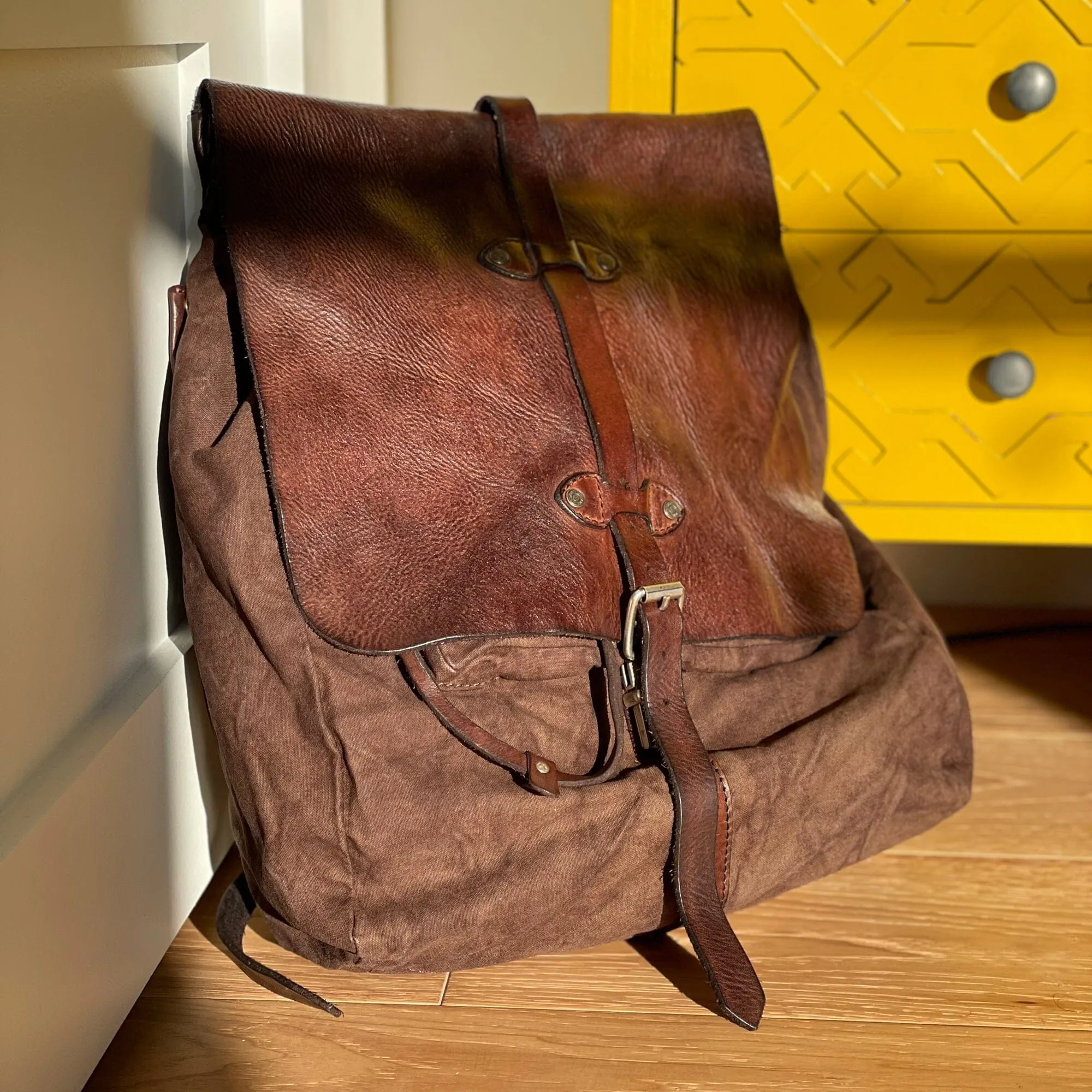 Campomaggi Saturno Leather and Canvas Backpack