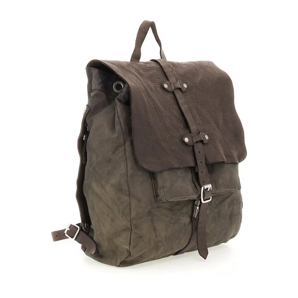 Campomaggi Saturno Leather and Canvas Backpack