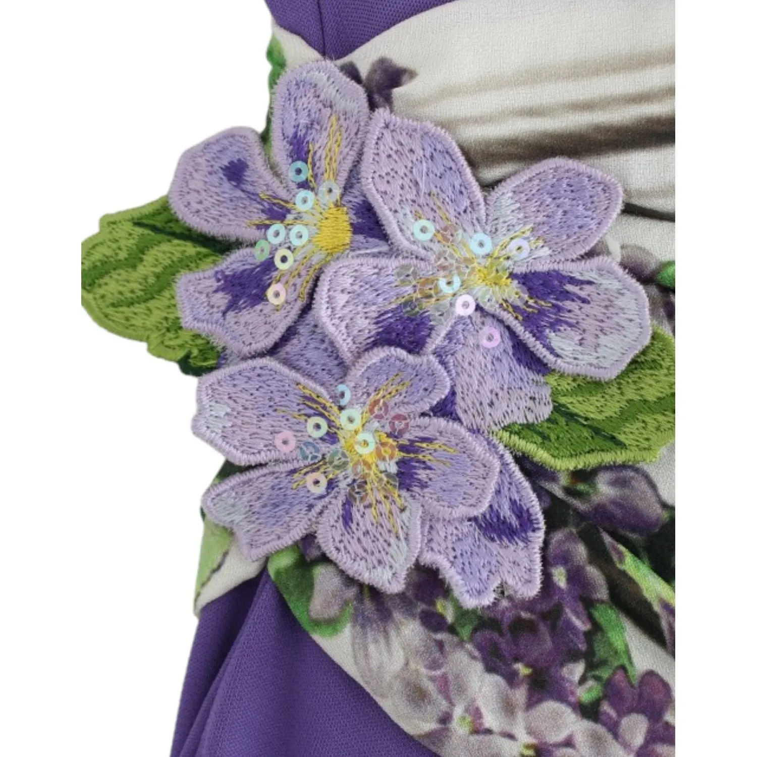 Cavalli Elegant Purple Floral Jersey Dress