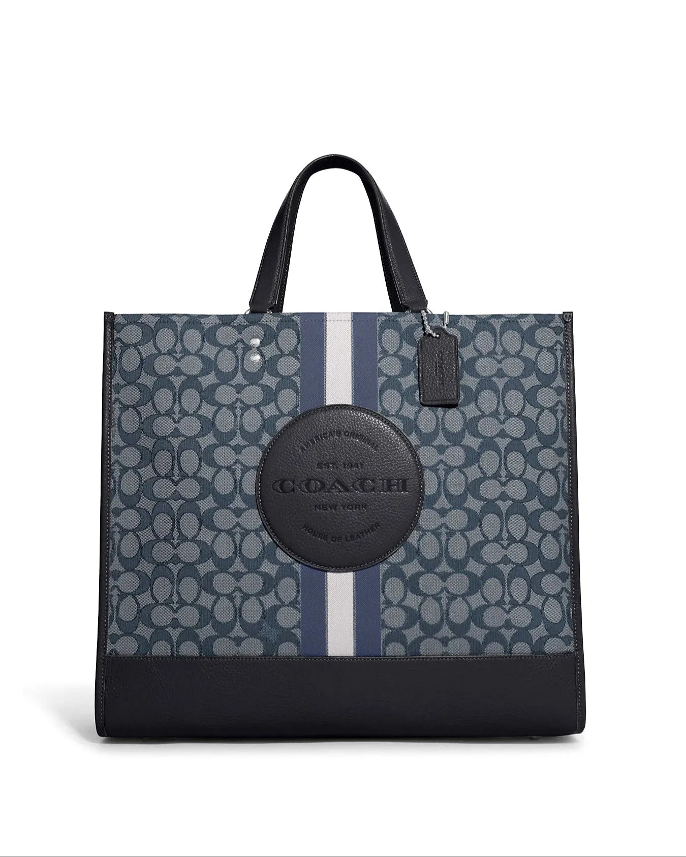 Coach Women's Denim & Midnight Navy Multi Dempsey Tote 40 In Signature Jacquard With Stripe And Coach Patch