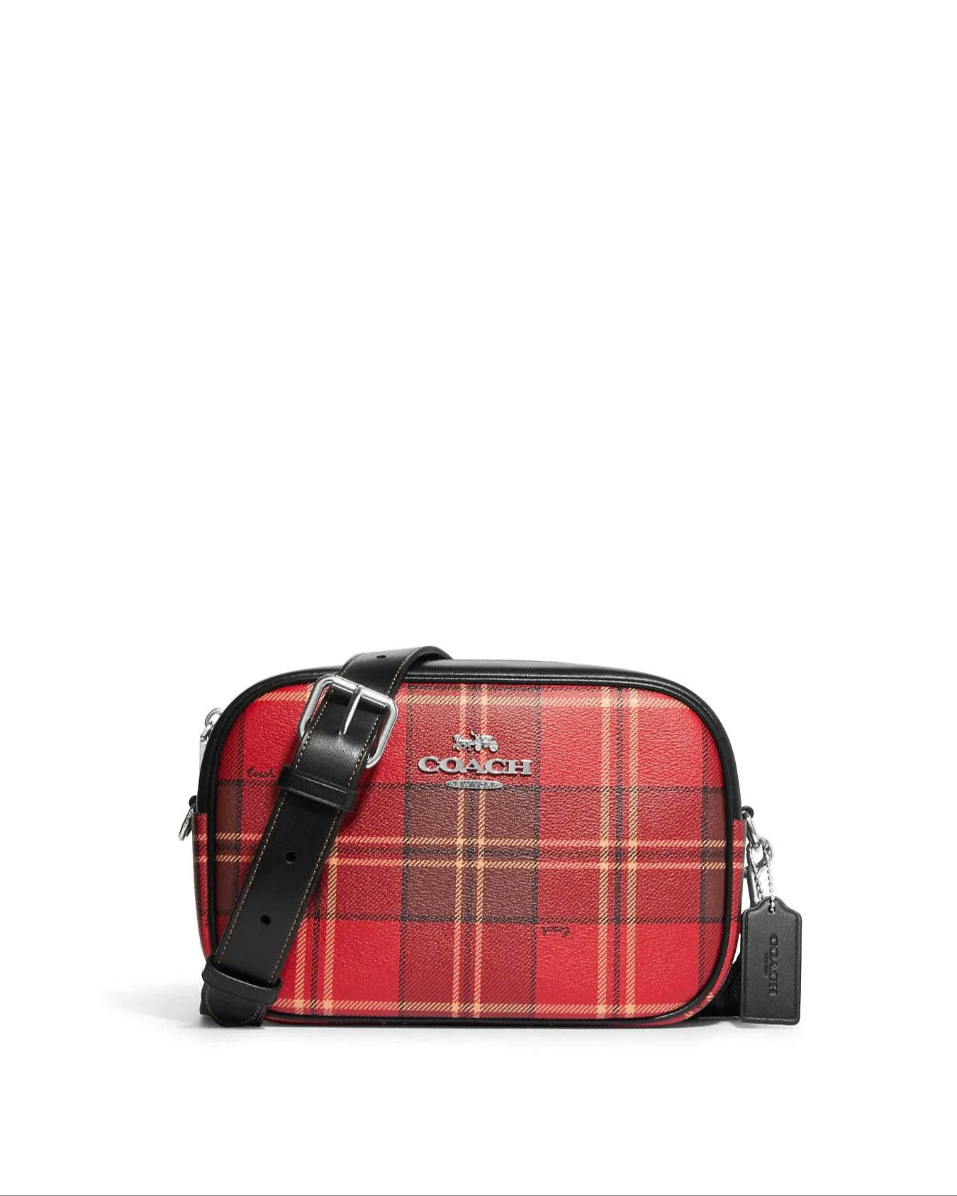 Coach Women's Red & Black Multi Jamie Camera Bag With Tartan Plaid Print