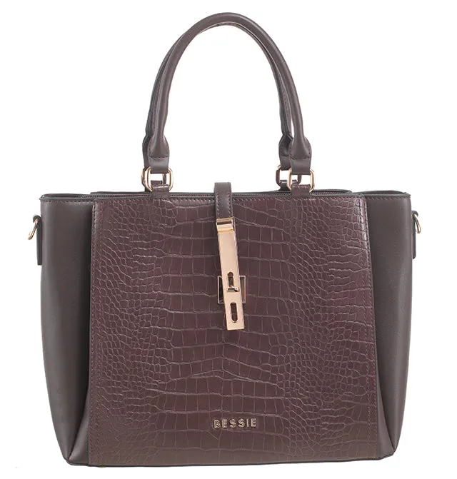 Coffee Croc 3 Compartment Tote - Bessie London