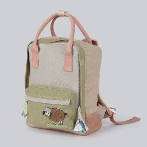 Cotton Denim Backpacks For Kids | Beige & Grey