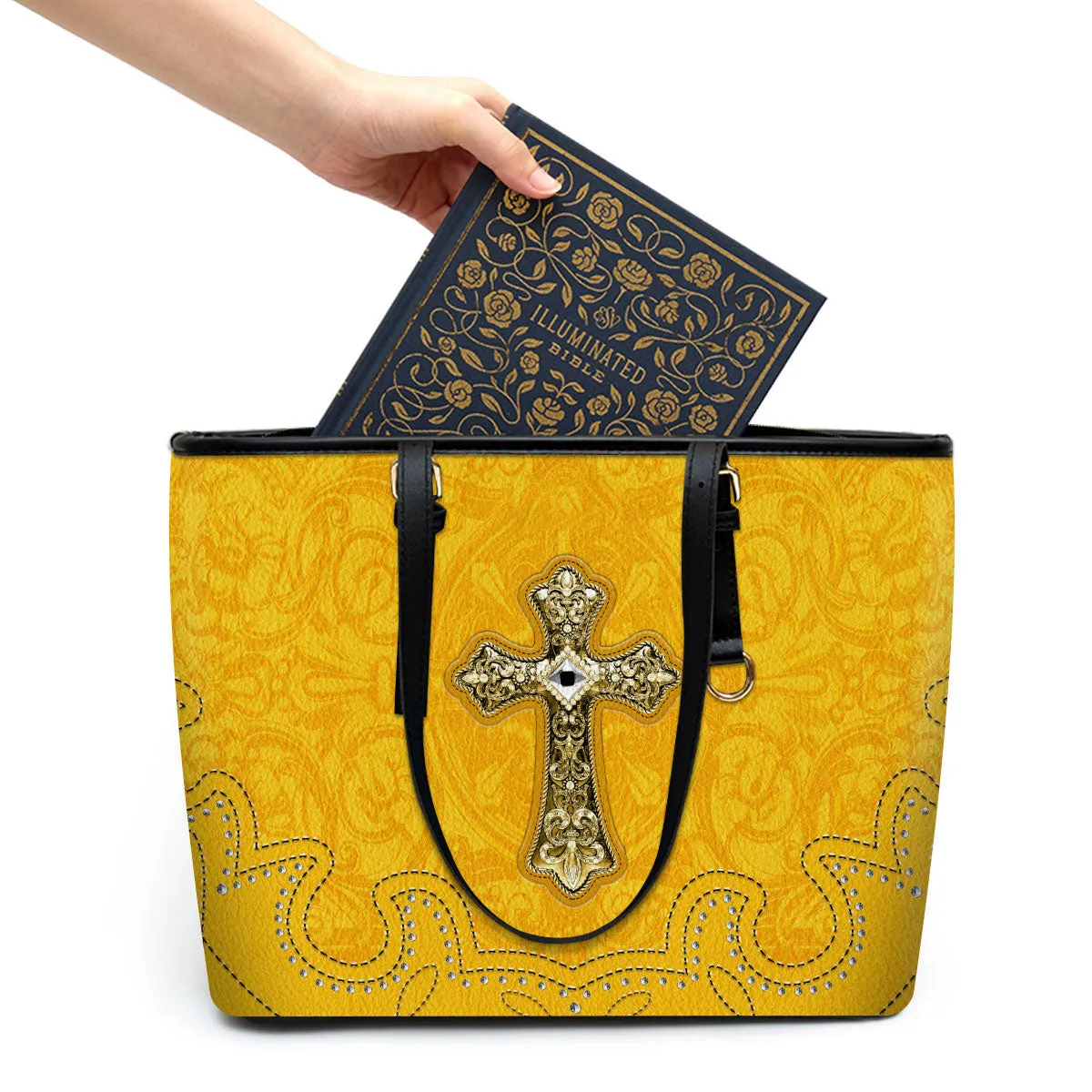 Cross Yellow Large Pu Leather Tote Bag For Women - Mom Gifts For Mothers Day