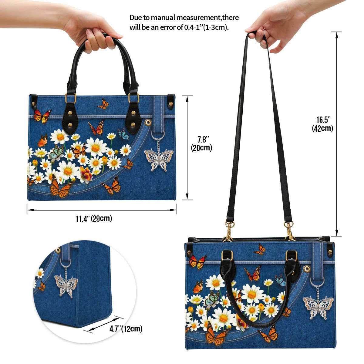 Daisy And Butterfly Leather Handbag - Religious Gifts For Women - Women Pu Leather Bag