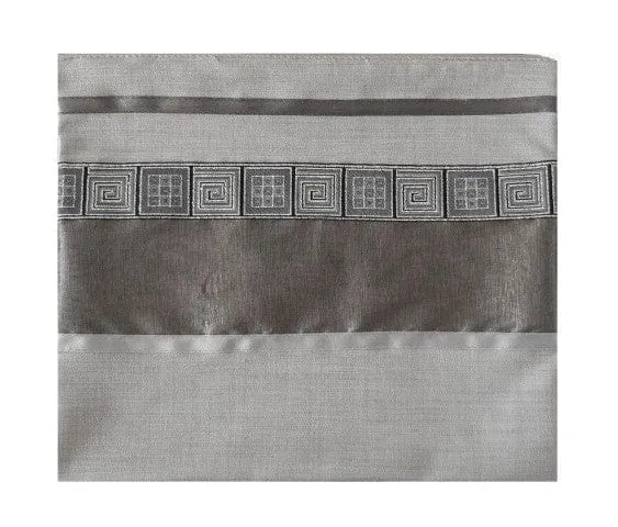 Distinguished Gray Tallit with Geometric Design, Bar Mitzvah Tallit Set, Modern Tallit, Contemporary Tallit