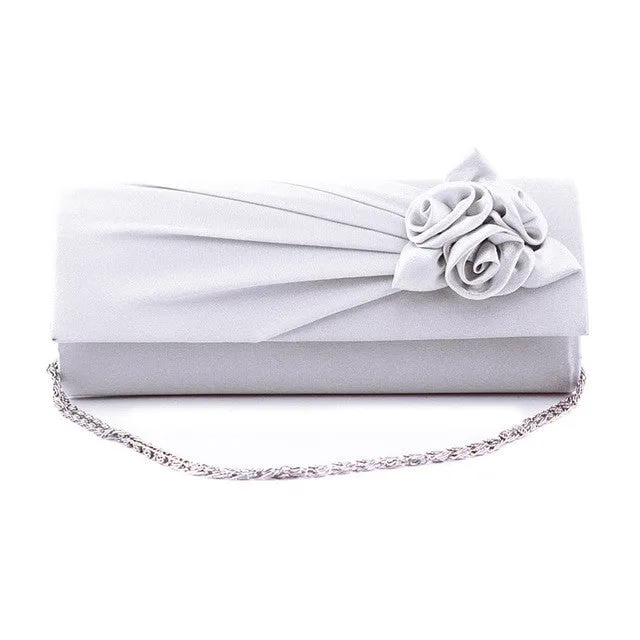 Fashion Women Evening Party Clutch Bag Purse Wallet Satin Prom Wedding Handbag with Chain LBY2017