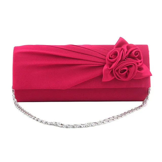 Fashion Women Evening Party Clutch Bag Purse Wallet Satin Prom Wedding Handbag with Chain LBY2017