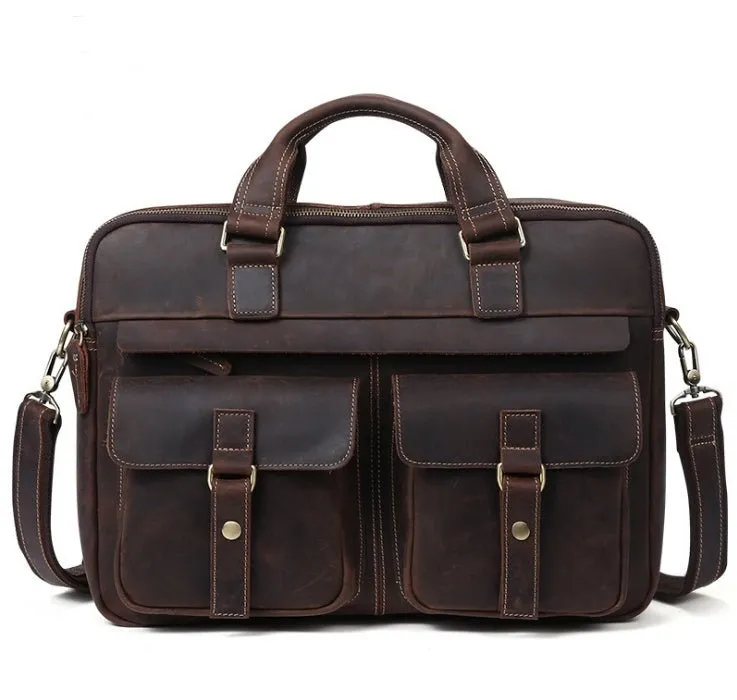 Genuine Leather Men's Shoulder Laptop Computer Bag Briefcase