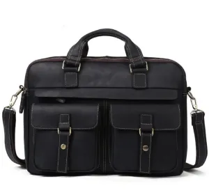 Genuine Leather Men's Shoulder Laptop Computer Bag Briefcase