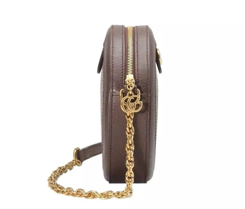 Gucci Ophidia Mini GG Round Supreme Canvas  Crossbody Bag