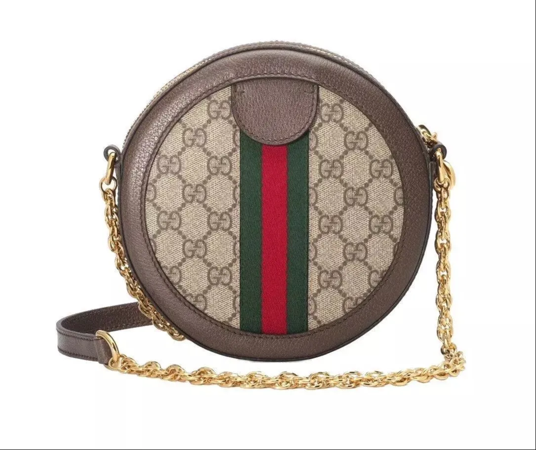 Gucci Ophidia Mini GG Round Supreme Canvas  Crossbody Bag