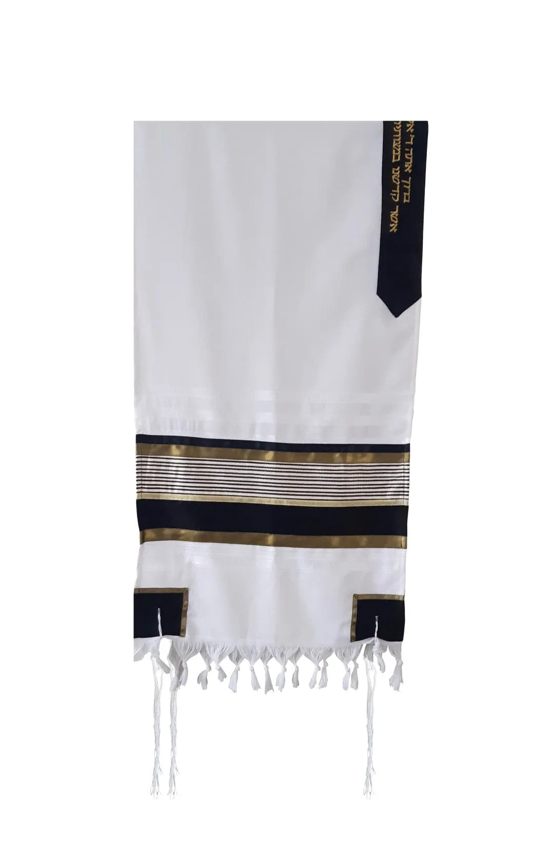 JOSEPH Gold, Black and Olive Green Stripes Wool Tallit for Men