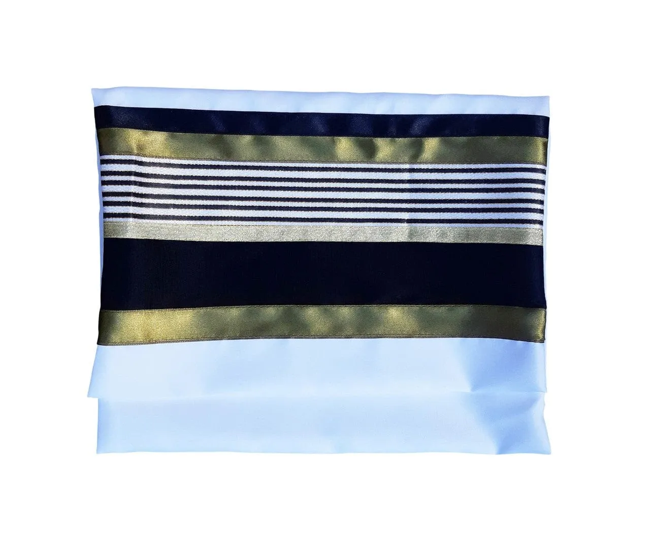 JOSEPH Gold, Black and Olive Green Stripes Wool Tallit for Men