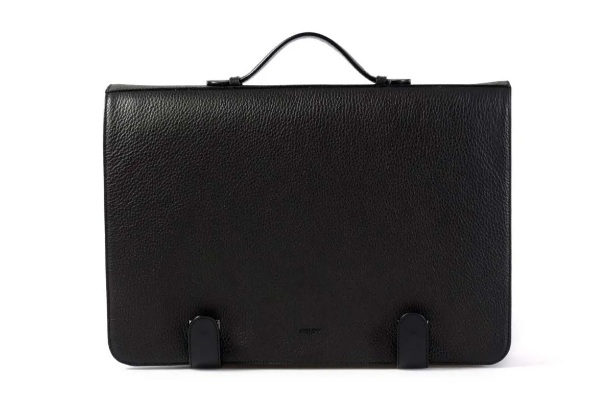 Leather Briefcase - Soft Leather Conference Case - Onyx Pebble