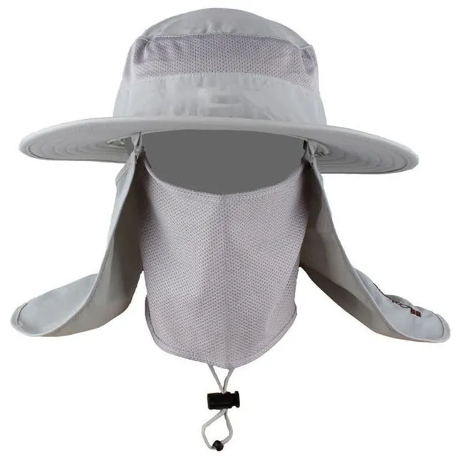 Mens Fishing Hat Round Edges Cap Camping Hat Sun UV Protection Summer Bucket Cap with Neck Face Curtain Breathable Visors