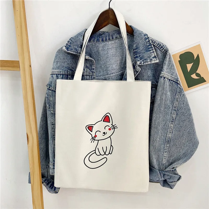 New Canvas Bag Printed Fashion Women's Bag Korean Style Artistic Fresh Woven Handbag Student Mori Style Shoulder Bag