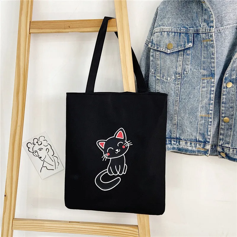 New Canvas Bag Printed Fashion Women's Bag Korean Style Artistic Fresh Woven Handbag Student Mori Style Shoulder Bag