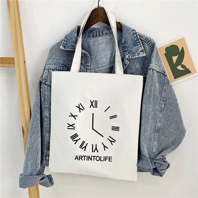 New Canvas Bag Printed Fashion Women's Bag Korean Style Artistic Fresh Woven Handbag Student Mori Style Shoulder Bag