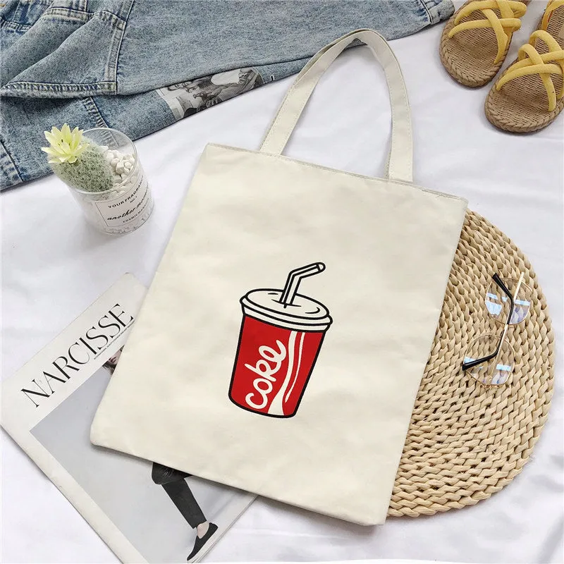 New Canvas Bag Printed Fashion Women's Bag Korean Style Artistic Fresh Woven Handbag Student Mori Style Shoulder Bag