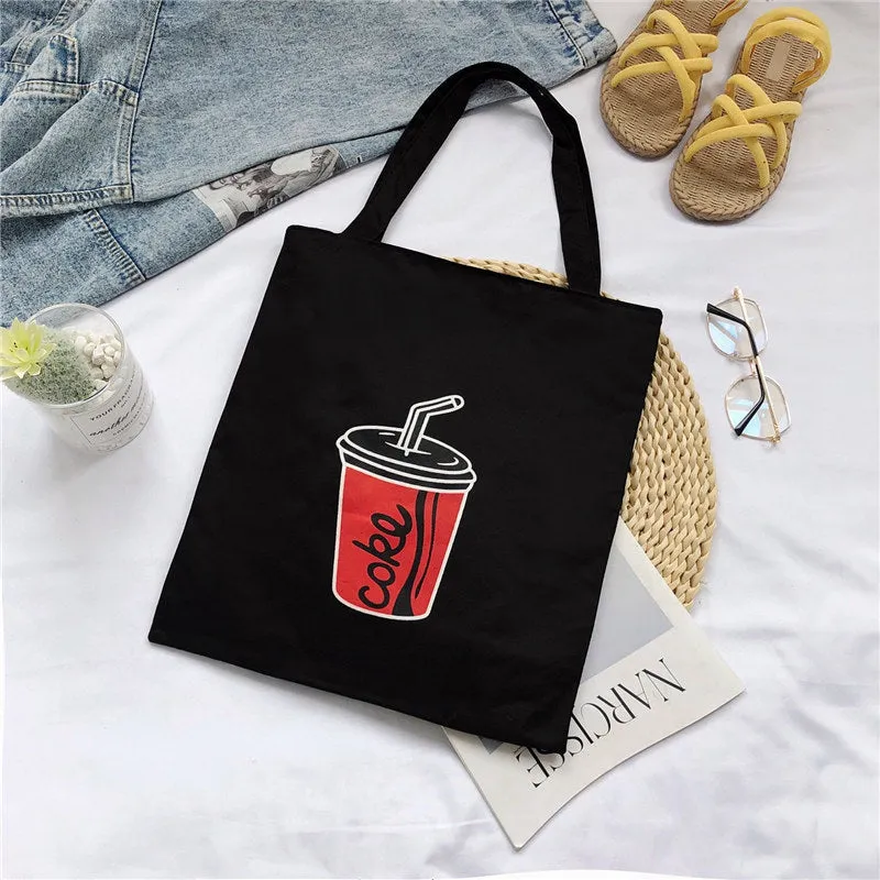 New Canvas Bag Printed Fashion Women's Bag Korean Style Artistic Fresh Woven Handbag Student Mori Style Shoulder Bag