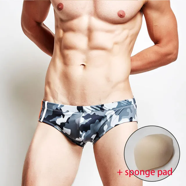 new man's Brand swimming Camouflage swim trunks  sexy low waist swimming briefs swimwear boxers patchwork color  hot sell Summer