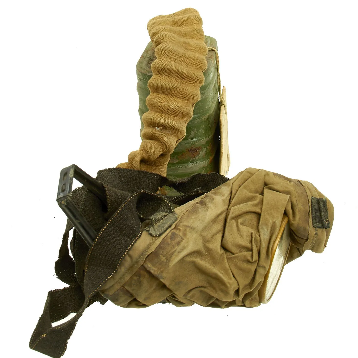 Original U.S. WWI M1917 SBR Gas Mask with Carry Bag named to USGI in 5th Field Artillery 1st Infantry Division