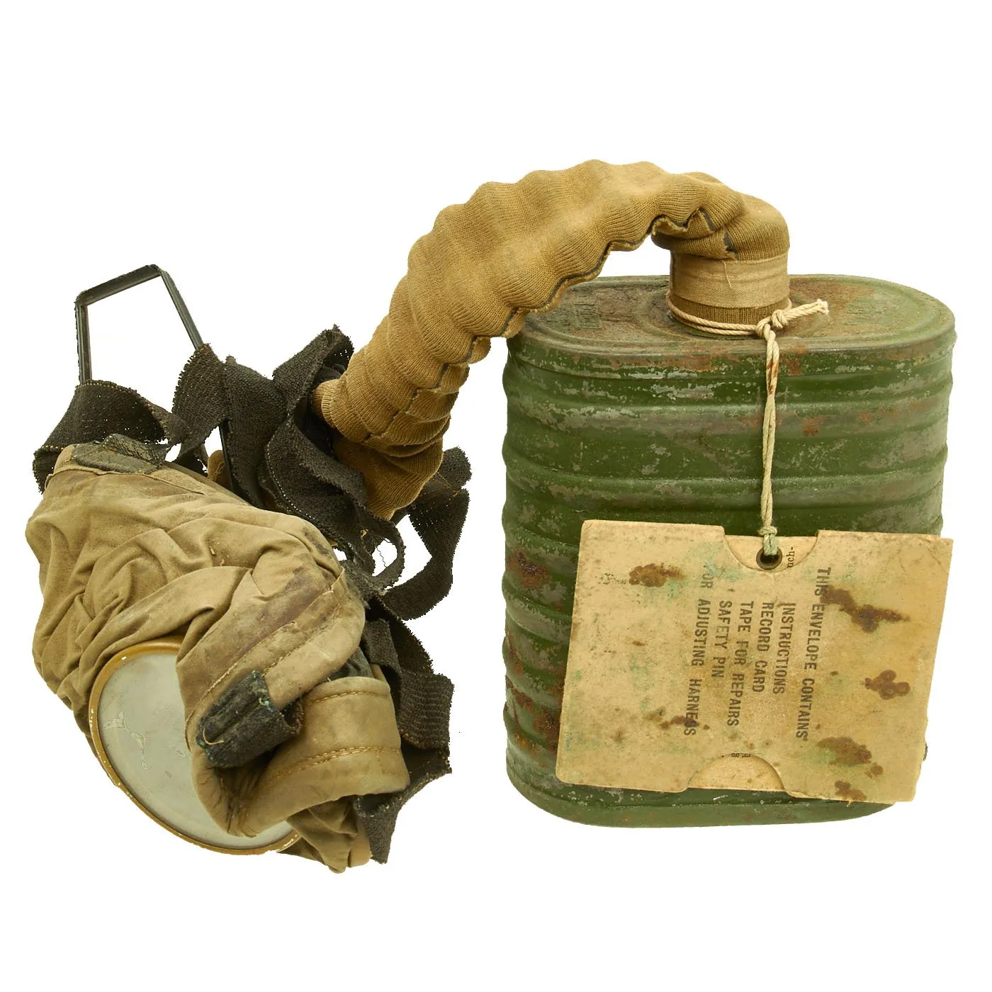 Original U.S. WWI M1917 SBR Gas Mask with Carry Bag named to USGI in 5th Field Artillery 1st Infantry Division