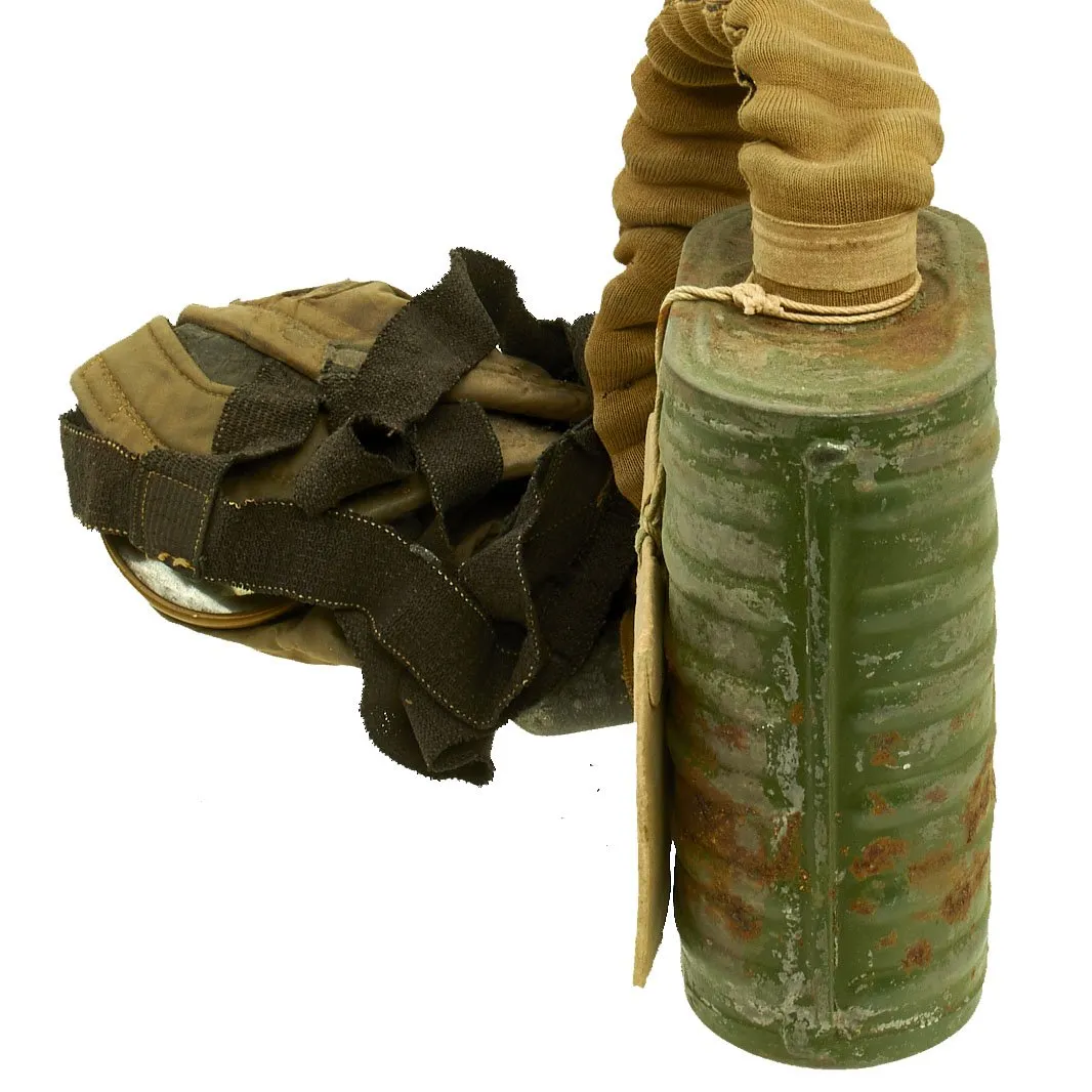 Original U.S. WWI M1917 SBR Gas Mask with Carry Bag named to USGI in 5th Field Artillery 1st Infantry Division