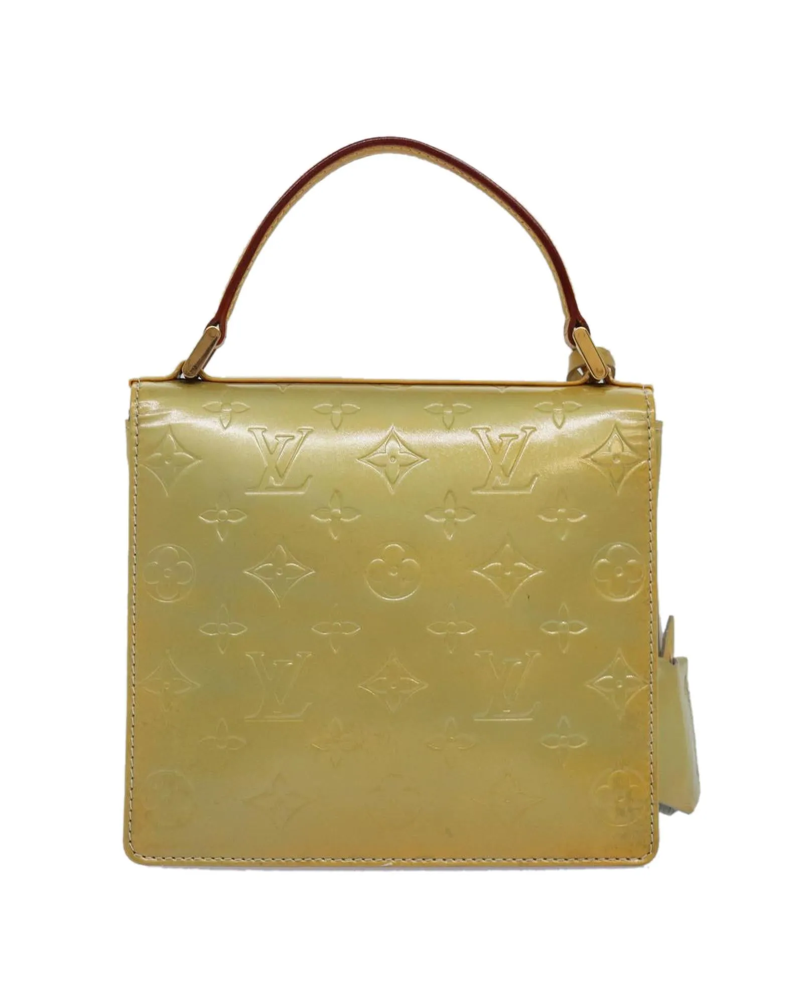 Patent Leather Handbag with Key Accessory and Clochette