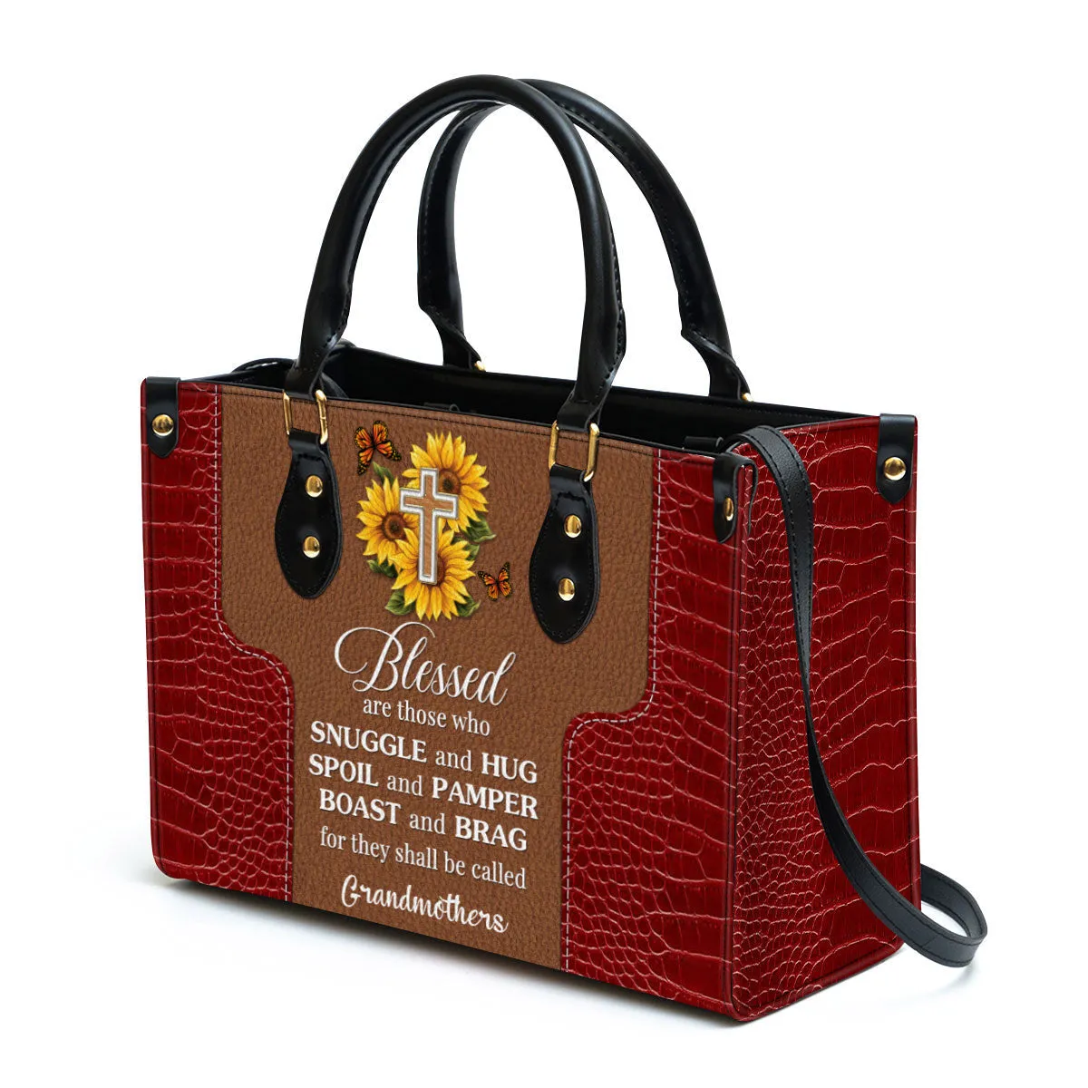 Personalized Sunflower Leather Bag Blessed Are Those Who Spoil And Pamper - Women Pu Leather Bag - Christian Gifts For Women