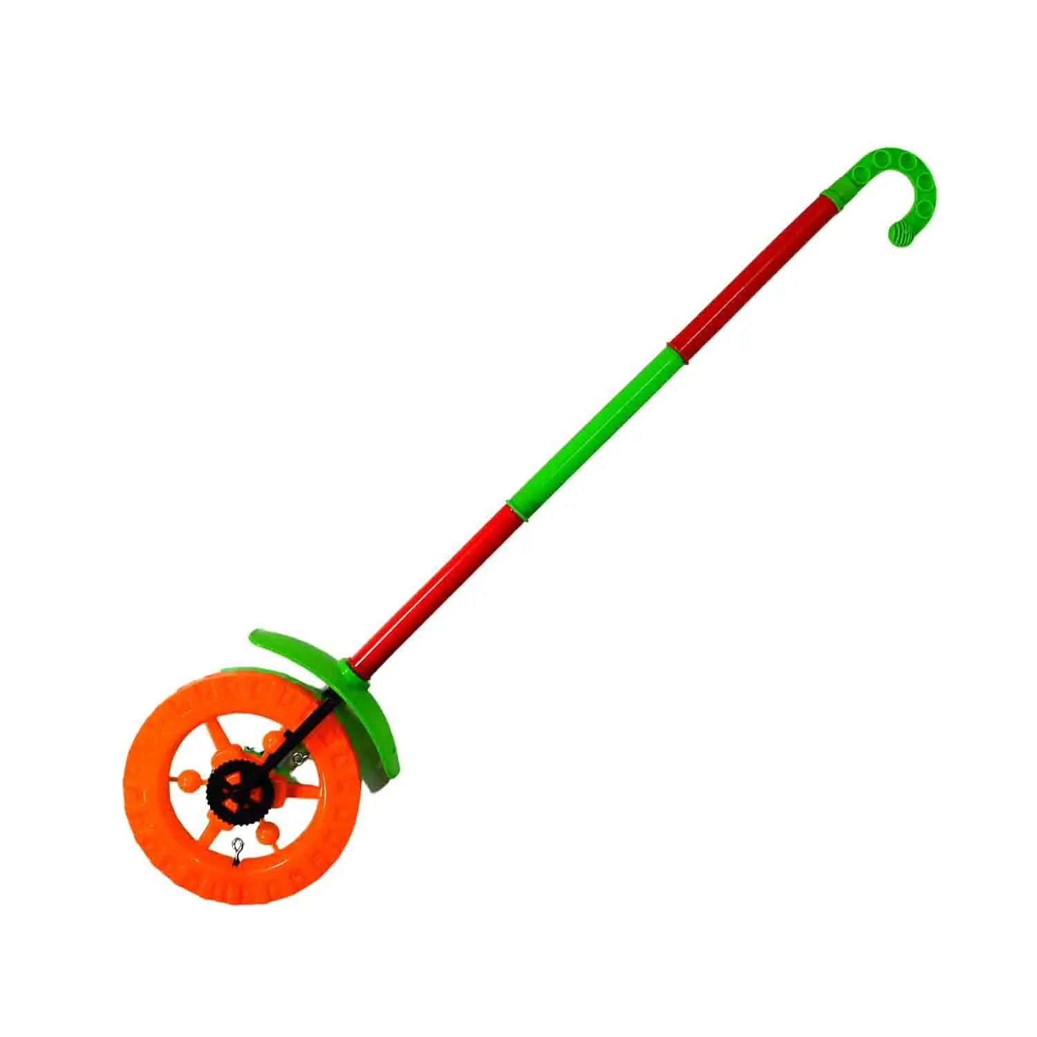 Plastic Single Wheel Push Run toy with handle and two lights on wheel. push toy for Kids.