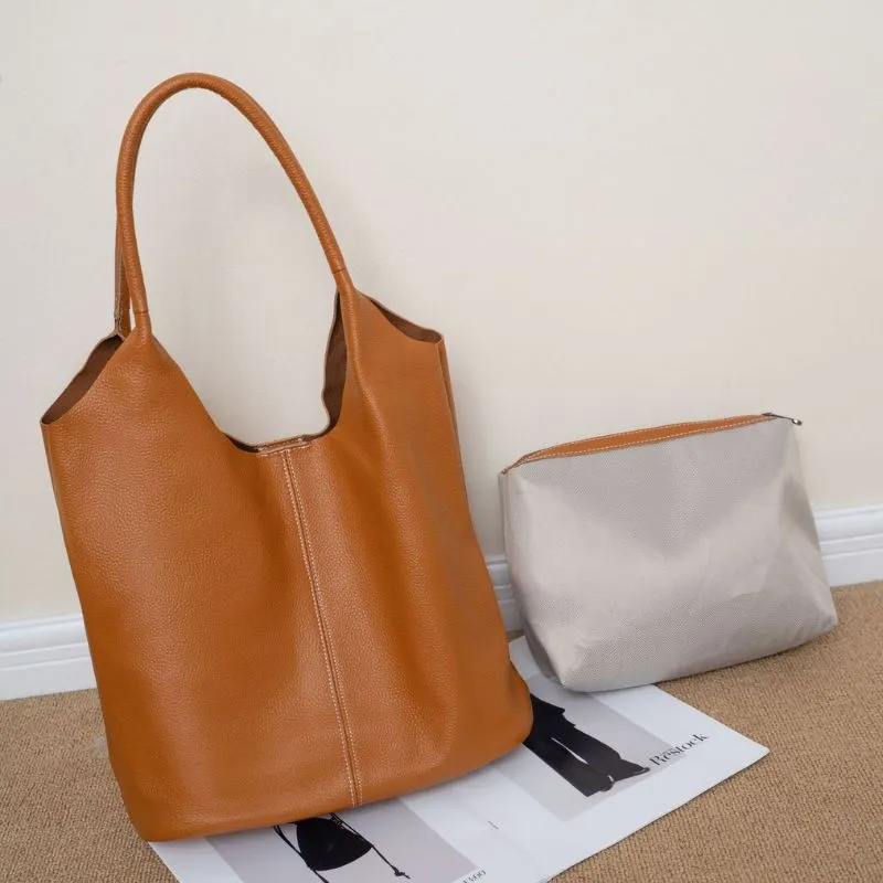 Real Leather Shopper Tote Bag