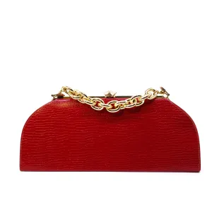 Red Embossed Snake Bag