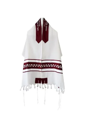 Red Pomegranates Bar Mitzvah Tallit Set, Hebrew Prayer Shawl, Wool Tallit, Jewish Prayer Shawl