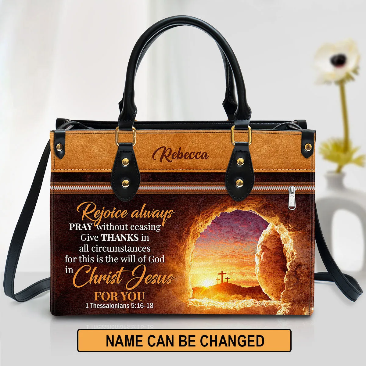 Rejoice Always Pray Without Ceasing Personalized Leather Bag - Women Pu Leather Bag - Christian Gifts For Women