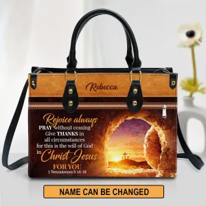 Rejoice Always Pray Without Ceasing Personalized Leather Bag - Women Pu Leather Bag - Christian Gifts For Women