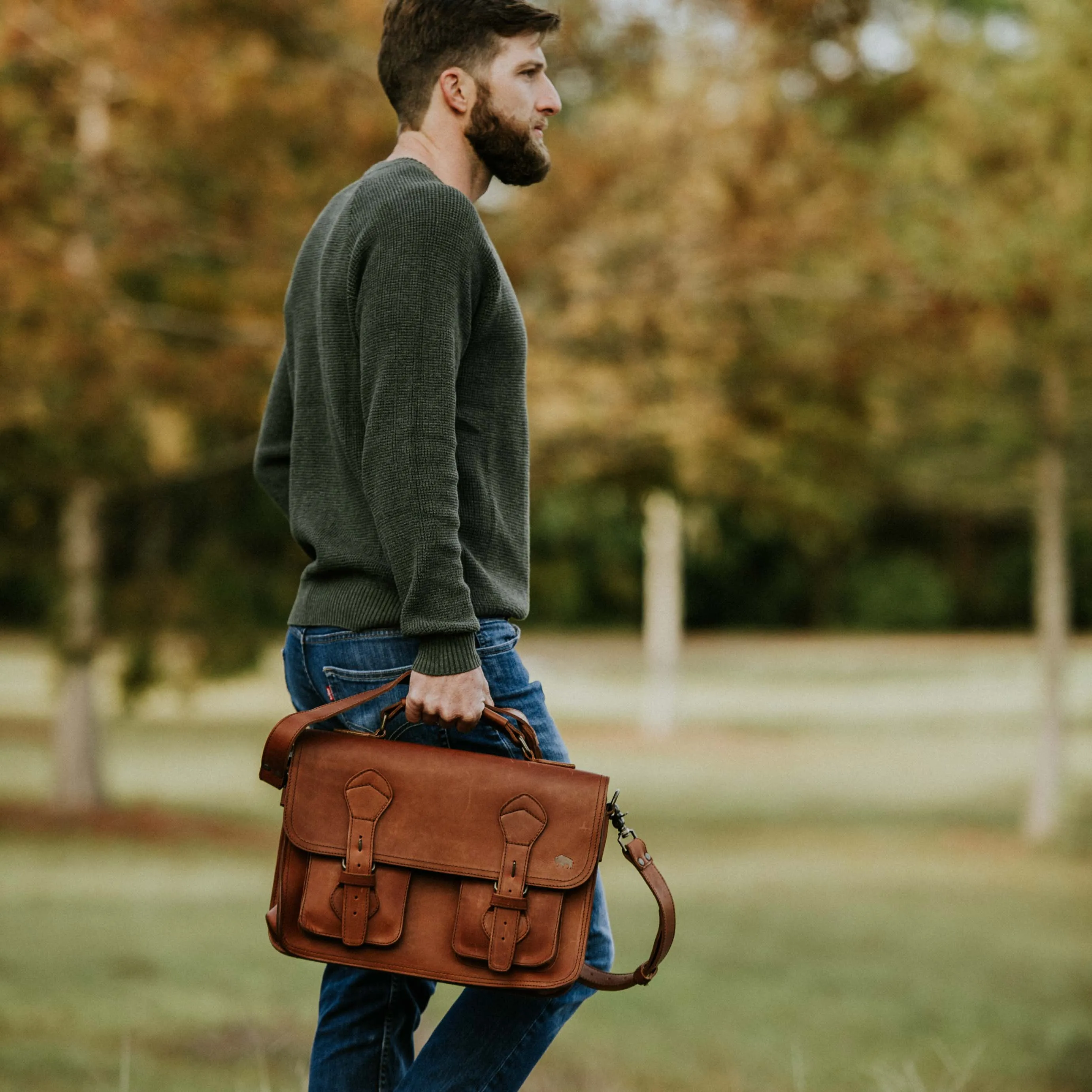 Roosevelt Leather Briefcase | Amber Brown