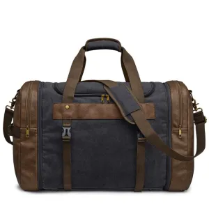 S-ZONE 65L Canvas Duffle Bag Travel Overnight Carry on Weekender Duffel with Compartment for Men Women