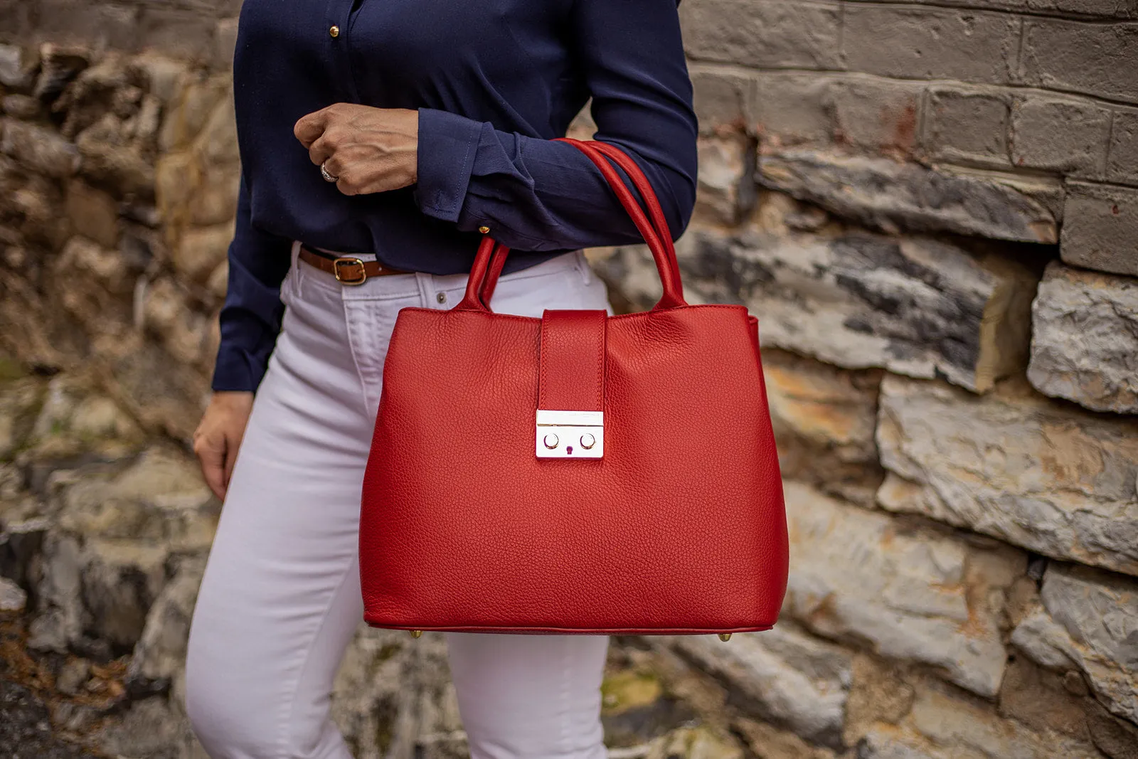 Timeless Tote with Latch Accent