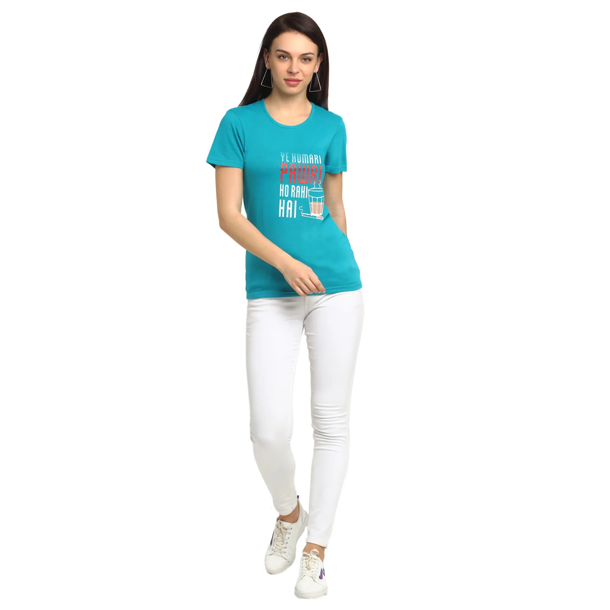 Vimal Jonney Turquoise Half Sleeve T-shirt For Women's