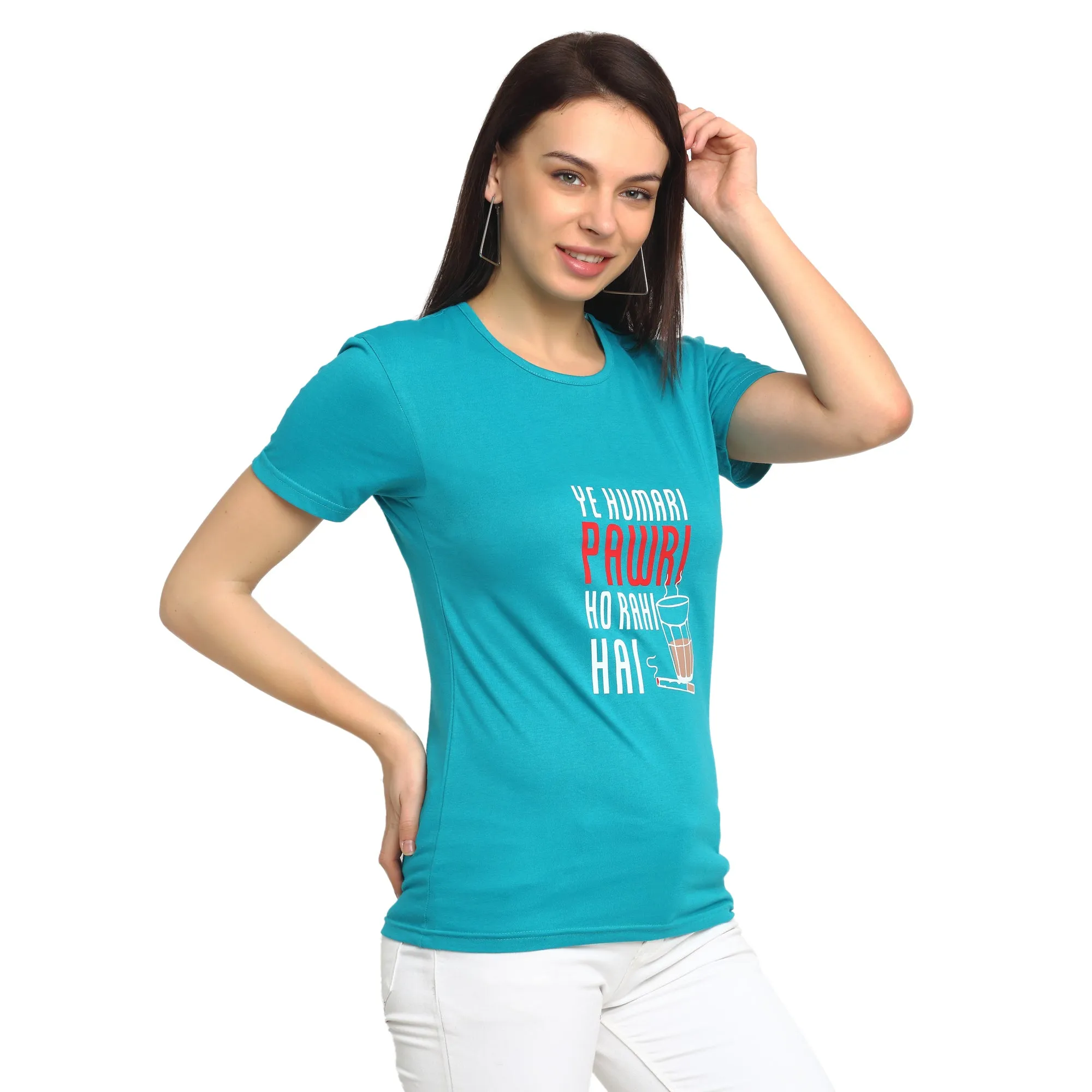 Vimal Jonney Turquoise Half Sleeve T-shirt For Women's