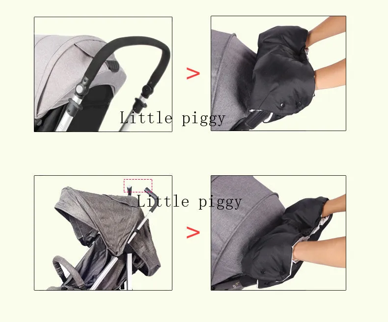 Winter baby stroller warm Fur hand cover glove