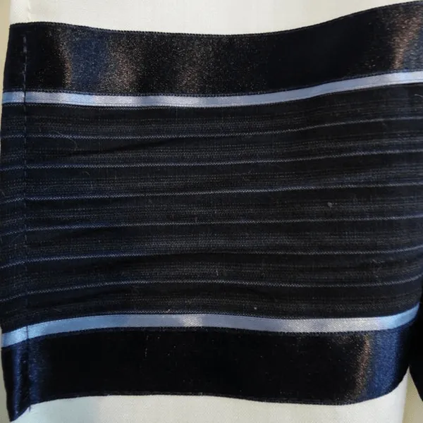 Wool Tallit for Bar Mitzvah, Blue Stripes Combination, Tzitzit Tallit Prayer Shawl, Custom Tallit Set